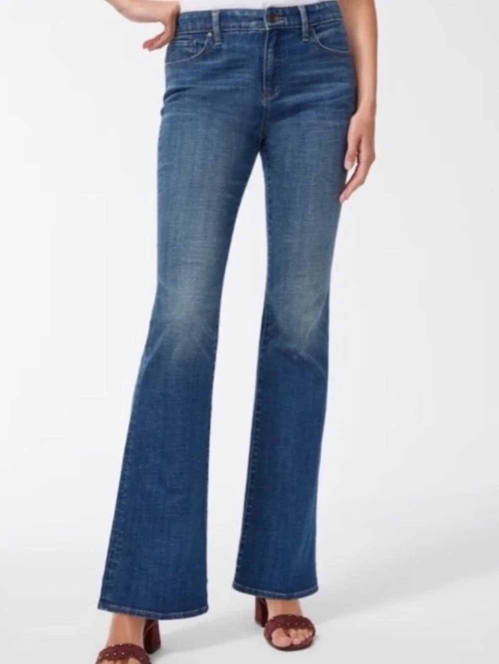 Chico's So Slimming Girlfriend Flare Jeans Medium Wash Size 12P